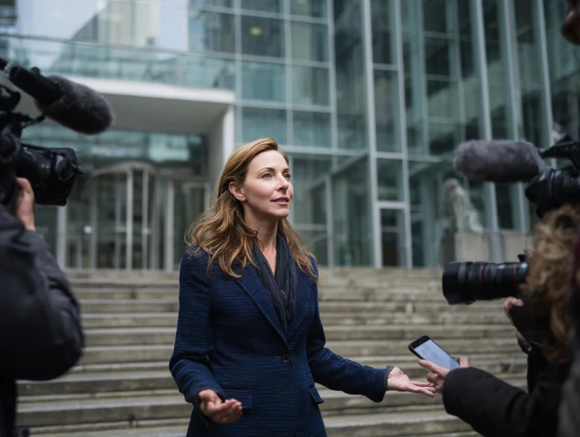 A spokesperson addressing the media