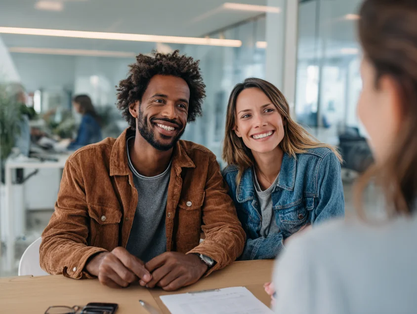 Customers speaking with a financial adviser